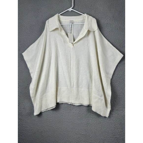 A New Day Poncho Sweater Womens OSFM Cream Collared - Picture 1 of 8